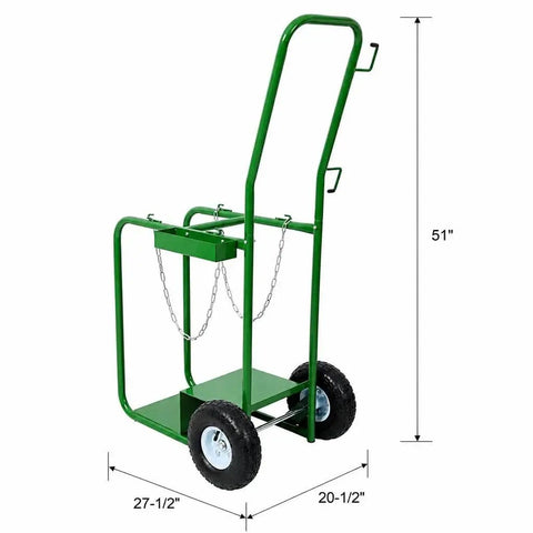 Heavy Duty Welding Gas Cylinder Cart For Dual Oxygen And Acetylene Tanks 440 Lb Capacity Hand Truck With Pneumatic Wheels Removable Compact Gas Tank Transport Cart For Workshop Or Garage, 51 in tall