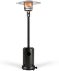 50,000 BTU Outdoor Propane Patio Heater With Wheels, Durable Powder Coated Steel, Quick Ignition And Safety Shutoff, standing outside
