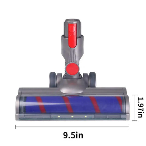Dyson Hardwood Floor Attachment With Replacement Soft Roller Brush And LED Headlights, shown with dimensions 9.5x1.97in