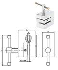 Beefy 500N Tensile Tester Clamp With Stainless Steel Build And 4mm Single Tooth Grip For Cables Electrical Components And Plastic Films Push Pull Force Fixture For Lab Testing, shown with dimensions