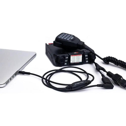 APRS-K1 Multi Function Universal Audio Interface Cable For Radios And Apps Android And iOS Compatible connected to radio and laptop