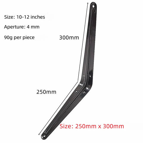 Heavy Duty L Shape Shelf Brackets In Carbon Steel For Wall Mounted Shelves Kitchen Bath Storage, reinforced cold rolled steel 250x300mm