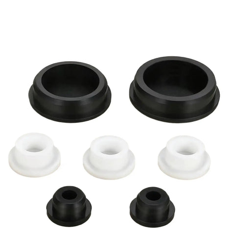 Assorted sizes of black and white Silicone Rubber Circular Plug Seal For Holes 6.8mm To 161.5mm Universal Pipe Cap