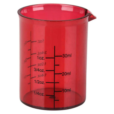 Red beaker from 4 Piece Chemistry Beaker Shot Glass Set For Parties And Science Nerds, Lab Style Drinking Glasses, Fun STEM Gift