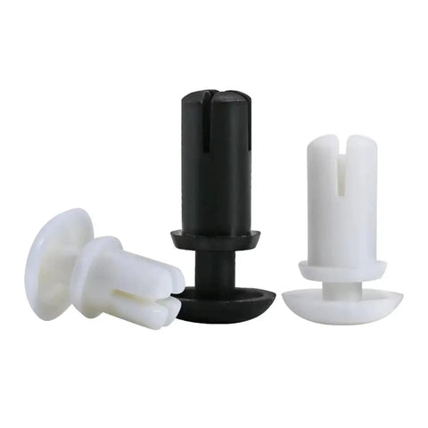 Black And White R Type Nylon Press Rivet Clips Snaps Right In Auto Trim Fasteners No Sweat Install Built Tough For Dashboard And Thin Panel Securing Without Any Tools Needed