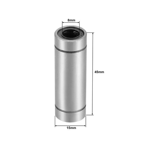LM8UU Extra Long Linear Ball Bearing 8mm Bore 15mm OD 45mm Length Sealed on Both Sides, High Precision Chromium Steel