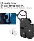 12V DC Electromagnetic Cabinet Lock With 150Kg Force Auto Lock When Power Is Off, black unit with mounting plate