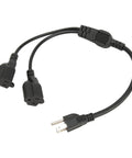 Heavy Duty Three Pin To Two Outlet Power Extension Cord With Hella Roomy Flexible Spacing for bulky adapters and chargers.