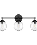 Three Light Dope Matte Black Vanity Light Fixtures With Industrial Glass Globe For Bathroom Wall Mount Vintage Style Clear Glass
