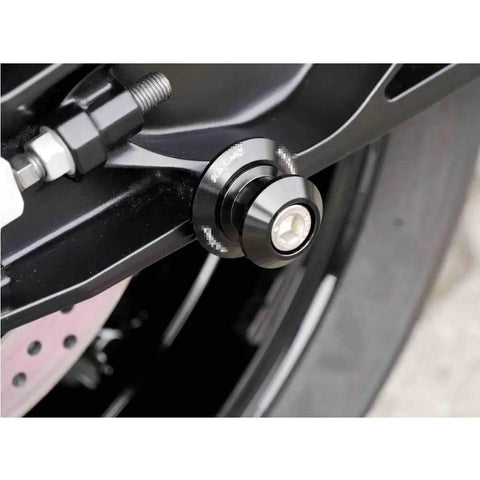 Universal CNC Machined Aluminum Swing Arm Spools With Black Spacer for Bike Stand and Protection, fits GSX R600 R750 R1000 CBR600RR