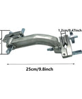 Dual Drum Tilting Clamp With Electronic Module Mounting Plate in silver metal, 25cm length, for drum module, 360° rotation