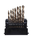 Heavy Duty M42 HSS Co Drill Bit Set 8 Percent High Cobalt 68 To 70 HRC For Stainless Steel Wood Metal Drilling 19 Piece set in holder.