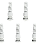 Five Pack NPT Half Inch Waterproof Cable Gland With Flexible Spiral Strain Relief Nylon Body With Gaskets For 6 To 12mm Wires Replacement