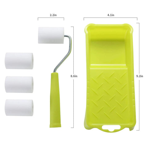 2 Inch Mini Foam Paint Roller Kit With Frame And Tray Refills Included Perfect For Small Touch Ups DIY Friendly For Edging And Trim Work