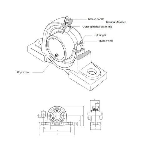Top Notch 304 Stainless Steel Insert Ball Bearing With SUCP206 Pillow Block Housing For Heavy Duty Machinery Low Noise High Speed Performance Keep Running Smooth For Pros Seeking Best Value Without Hassles Stuff Gets Job Done Right Every Time. SUCP206 mounted insert bearing diagram