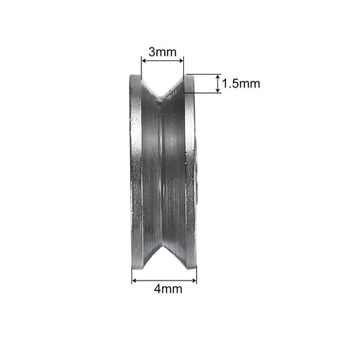 Top Shelf Twenty Pack V Groove Guide Pulley Bearings 3x12x4 mm with measurements showing dimensions for precision use
