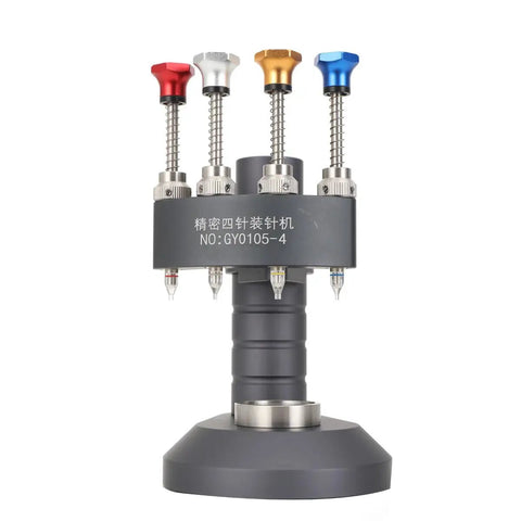 High-Precision Watch Hand Setting Tool With Needle Loader And Clete Repair Kit showing four adjustable pin pressers