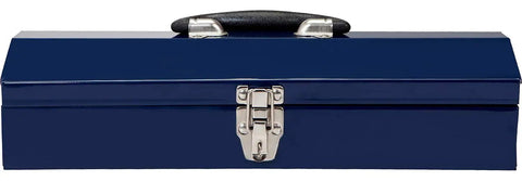 Kickbutt 16 Inch Hip Roof Portable Steel Tool Box With Heavy Duty Metal Latch And Scratch Resistant Powder Coated Blue Finish Built For The Weekend Warrior Ready To Stow Your Favorite Grease Monkey Gear Without The Sweat