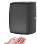 UL Approved Compact Jet Hand Dryer For High Traffic Restrooms 1350W 120V Matte Black with hand shown for scale