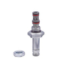 Beefed Up Heavy Duty Solenoid Coil And Hydraulic Spool Valve Stem Kit for loader repair, shown with steel core and red rings.