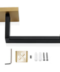 Black and gold wall mount holder with installation kit, part of the 3 Piece Stainless Steel Bathroom Hardware Set Rustproof SUS 304.
