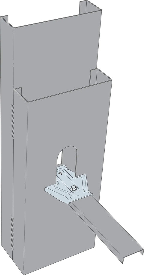 Illustration of MSUBH Three and a Quarter Inch Bridging Connector Pack of 100 Heavy Duty Wood Framing Clip with metal bracing arm.