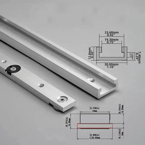 T Track And Miter Track Jig Kit For Woodworking Table Saws Built Tough With Aluminum Alloy Tracks And T Bar Sliders showing track dimensions