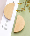 Four Pack Semicircle Wood Cabinet Handles Beechwood Solid Wood Vintage Hardware For Kitchen Cabinets Drawers Cupboards 4.7 Inch