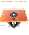 Heavy Duty Router Table Lift System For 4 2 Inch Router Motors With Solid Aluminum Base Plate, 9-1/4" x 11-3/4" size.