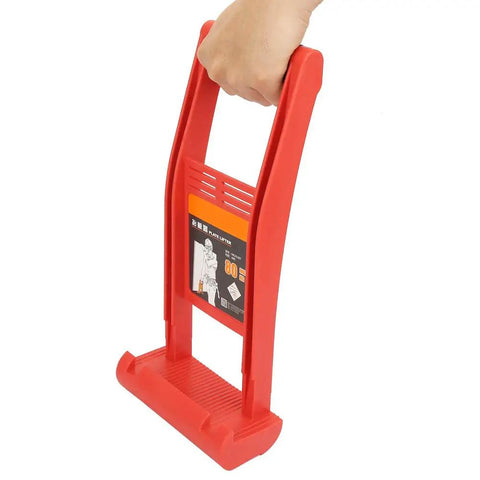 Heavy Duty Panel Lifter Grip Tool With Non Slip Handle For Safe Drywall And Sheet Metal Handling Plus Durable Abs Plastic Construction For Pros And DIYers, held by hand.