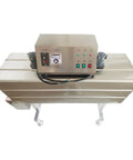 Dinenovate Automatic Heat Shrink Labeling Machine For Pvc Pp Pof Films Durable Stainless Steel Body with control panel and conveyor.