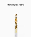 3-piece titanium-coated two-stage step drill bit set for stainless steel; 3.4–6.5 mm, 6.5 mm shank