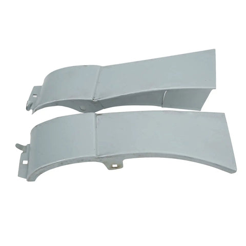 Metal Mudguard Repair Panel Kit Pair Left Right High Accuracy Heavy Duty Go To Auto Body Repair Sheet Set For Restoring Damaged Side Mudguards And Fixing Rust Holes Dents And Corrosion. Pair of gray steel mudguard repair panels, front view