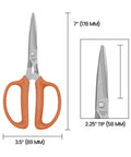 Smooth Snipping All Purpose Scissors 7 Inch 3 Pack with stainless steel blades and ergonomic orange grips for garden tasks.