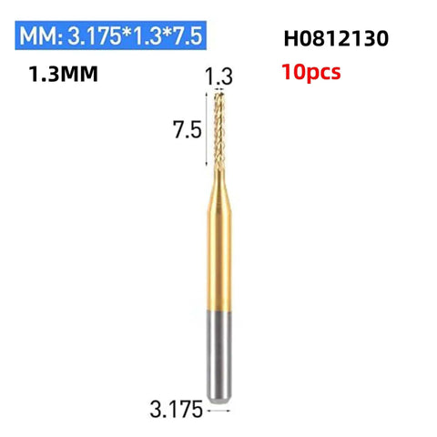 1.3mm diameter tungsten carbide bit from 10 Piece PCB Drill Bit Set Pro Grade Mini Drills Kit Tungsten Steel Bits For PCB Boards CNC Router