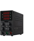 Built Tough Lab Bench DC Power Supply For Dead Reliable Electronics Testing With Precision Dial Controls Offering Adjustable 60V 5A And 30V 10A Output, Compact black design with digital readout.
