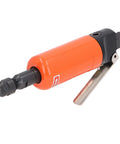 Powerhouse Pneumatic Straight Die Grinder with orange body, black grip, and metal lever for effective deburring and polishing.