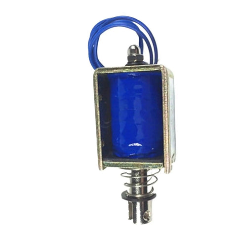 Dual Action Solenoid Electromagnet 12V DC and 24V DC Open Frame Push Pull Actuator 25N Force 10mm Stroke Workhorse Low Voltage Magnetic Coil for Robotics and Automation, blue coil