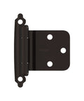 Reverse Bevel Face Frame Cabinet Hinge With Variable Overlay Self Closing Face Mount Oil Rubbed Bronze Finish, front view.