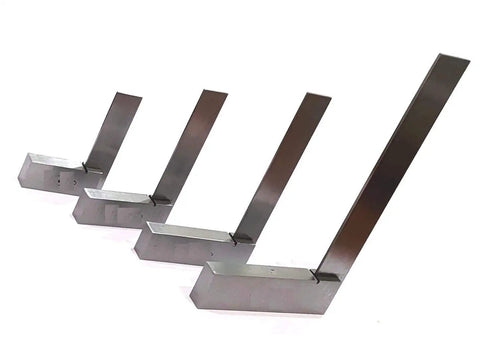 Machinist Try Square Set Of Four Sizes For Woodworking And Metalworking DIY showing four steel squares in different sizes.