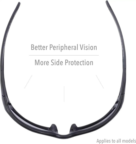 Rock Solid Safety Glasses Five Pack Brown Frame With Sct Reflect Fifty Lens And Antiscratch Coating For Construction showing side protection and design