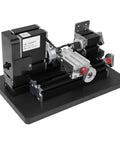 Garosa Mini Metal Lathe With 60 Watt Motor And 12000 RPM Speed For Precision Wood Plastic Soft Metal Machining Hobby DIY Workshop Projects compact design with detailed components and motor.