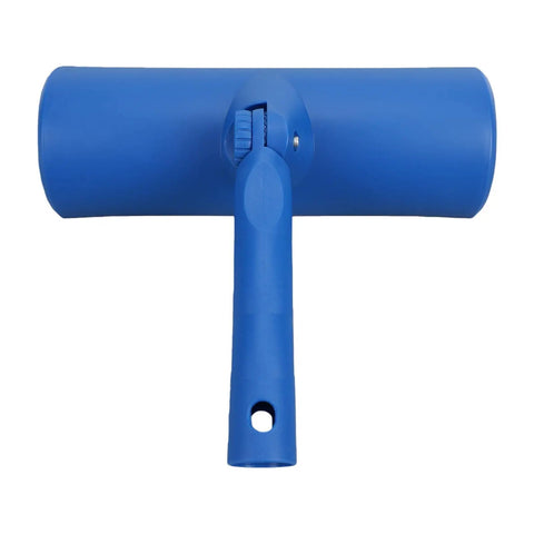 Heavy Duty 10 Inch Paint Roller With Integrated Spatter Shield For Ceilings And Walls Easy Roll Zero Drip No Mess straight view blue handle