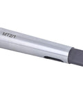 Morse taper reducing adapter MT2 to MT1 sleeve, silver metal, for lathe and metalworking.