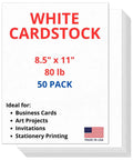 Heavyweight White Cardstock Pack With 50 Sheets For Business Cards, Invitations, Art Projects And Stationery Printing cover