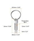 Shop Ready Rock Solid Carbon Steel Spring Plunger With Pull Ring M6x1 Thread Retractable Index Pin Flat Head Unit dimensions diagram