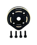 Slick 1/12 Scale Solid Brass Rear Axle Hub Carrier With Heavy Counterweight For RC Cars And Trucks DIY Tuning Rig top view with fasteners.