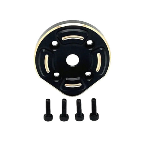 Slick 1/12 Scale Solid Brass Rear Axle Hub Carrier With Heavy Counterweight For RC Cars And Trucks DIY Tuning Rig top view with fasteners.