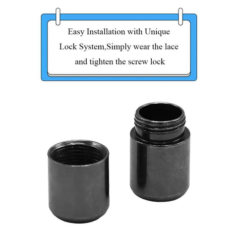 No Tie Shoe Buckle Set For Easy Slip On Lacing Metal Turnbuckle Lock Clips Rotating Ends Laces Caps 6 Pack Sturdy Alloy Smooth And Burr Free Fits Adults Sneakers Boots No Tie Convenience, black alloy screw-lock caps