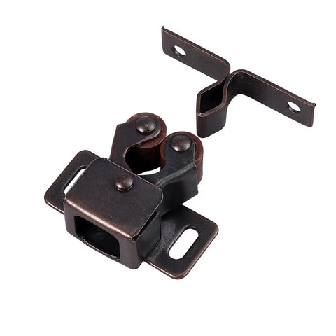12 Pack Vintage Brown Strong Roller Catch for Cabinets And Cupboards, heavy duty steel door lock hardware, close-up view